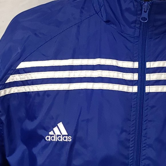 Vtg Adidas Chicago Cubs Men Large Blue Three Stripes Full Zip Windbreaker Jacket - Picture 3 of 13